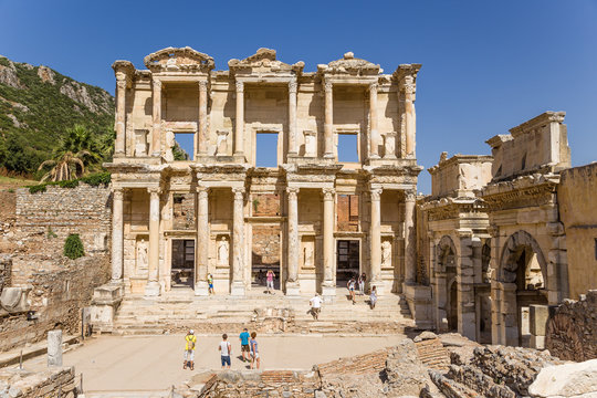 Ephesus. Celsus Library, 114 - 135 years AD and Gate, IV century