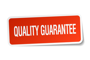 quality guarantee red square sticker isolated on white