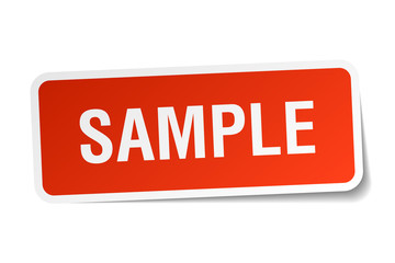 sample red square sticker isolated on white
