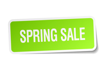 spring sale green square sticker on white background
