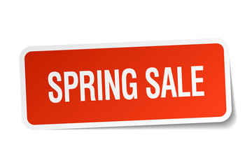 spring sale red square sticker isolated on white