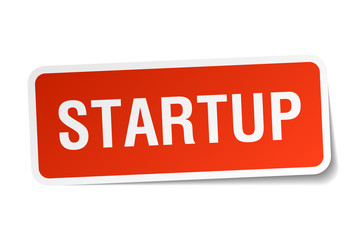 startup red square sticker isolated on white