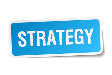 strategy blue square sticker isolated on white