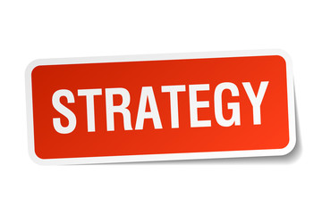 strategy red square sticker isolated on white