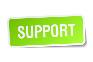 support green square sticker on white background