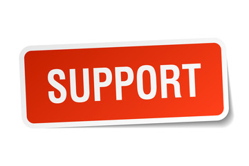 support red square sticker isolated on white