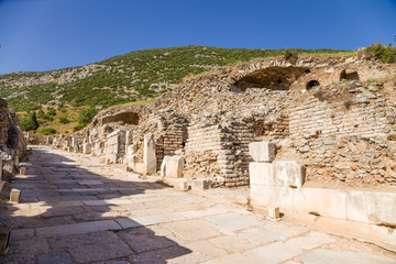 View of the ancient street in Ephesus, Turkey
