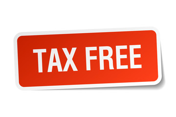 tax free red square sticker isolated on white