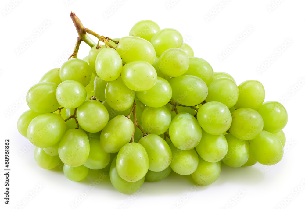 Wall mural green grape isolated on white background