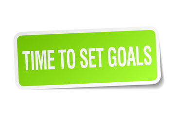 time to set goals green square sticker on white background