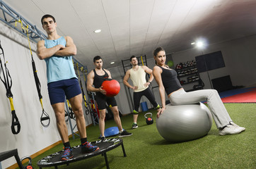 Young team of people ready for cross fit training