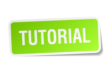 tutorial green square sticker on white background