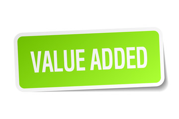 value added green square sticker on white background