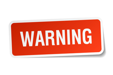 warning red square sticker isolated on white