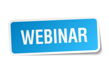 webinar blue square sticker isolated on white