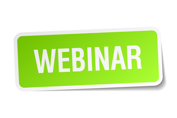 webinar green square sticker on white background