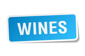 wines blue square sticker isolated on white