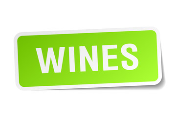 wines green square sticker on white background