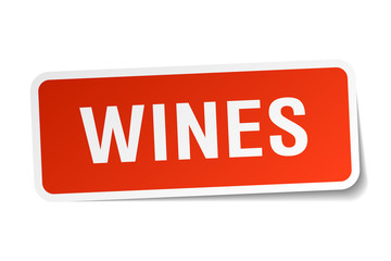 wines red square sticker isolated on white