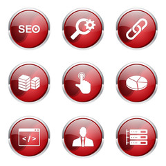 SEO Internet Sign Red Vector Button Icon Design Set 11