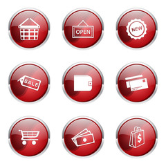 Shopping Sign Red Vector Button Icon Design Set 2