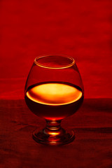 Whiskey or brandy on a old linen fabric