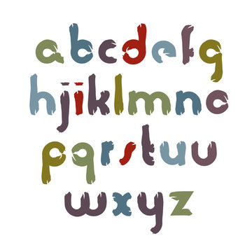 Vector alphabet aquarelle letters set, hand-drawn colorful scrip