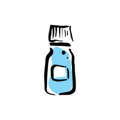 Illustrated plastic bottle, vector medical icon.