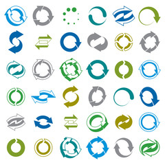 Reload icons isolated on white background vector set, loop arrow