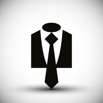 Cloth icon, vector illustration of suit with a tie, business man