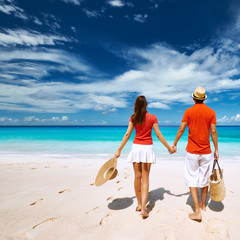 Couple on a beach at Seychelles