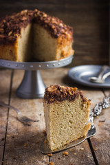 cake with chocolate and nuts streusel