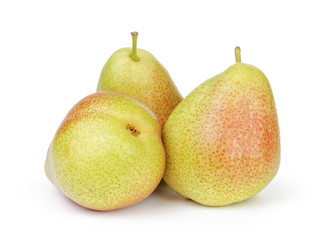 whole ripe pears isolated on white
