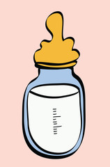 cartoon baby milk bottles icon