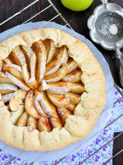 Galette pie with apple, cinnamon and castor sugar