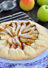 Galette pie with apple, cinnamon and castor sugar