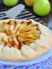 Galette pie with apple, cinnamon and castor sugar