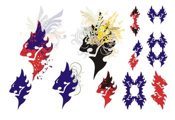 Lions head symbols isolated on a white background