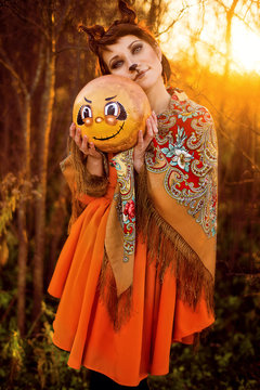Fashionable girl, Russian fairy tale, Kolobok, Halloween