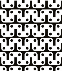 Polka dot seamless pattern with geometric figures, black and whi