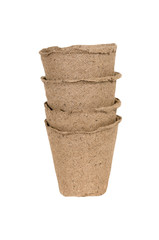 Peat pots isolated over white