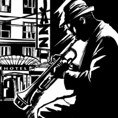 Poster Jazz trompettist-vector illustratie © Isaxar