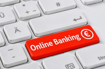 Tastatur mit farbiger Taste - Online Banking