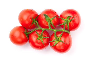 Fresh ripe clean tomatoes with water drops