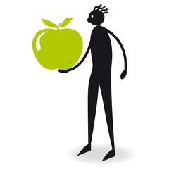 2D Man with apple