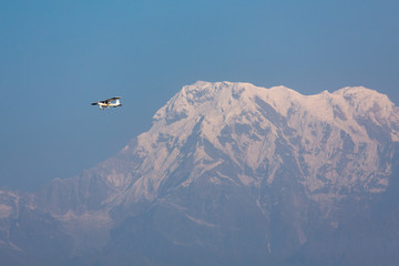 Plain flying over Himalaya Mountains, Nepal