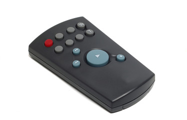 miniature remote controls on a white background