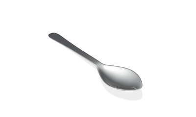 Steel spoon   on white background