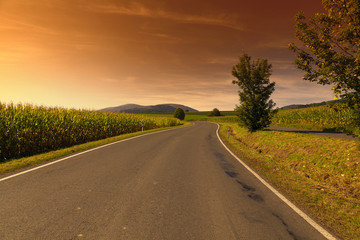 Landscape in the Czech Republic,sunset