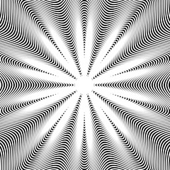 Black and white moire lines, striped  psychedelic background.  O